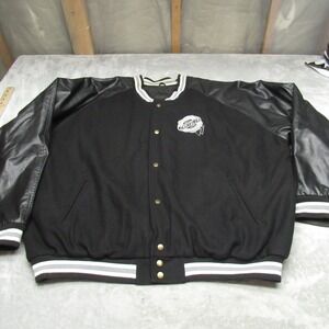 Chrysler Varsity Jacket Men XXXL Black Faux Leather Wool Snap Button Outdoor VTG